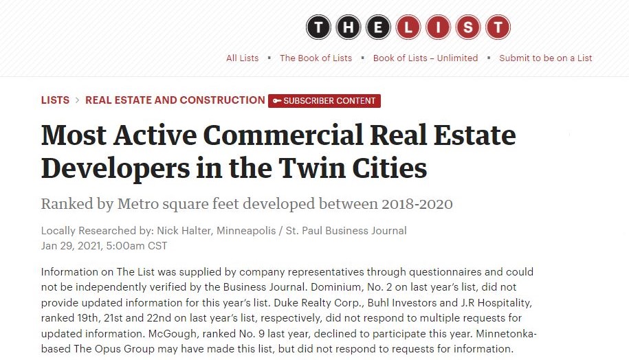 blog post Most Active Commercial Real Estate Developers in the Twin Cities thumbnail